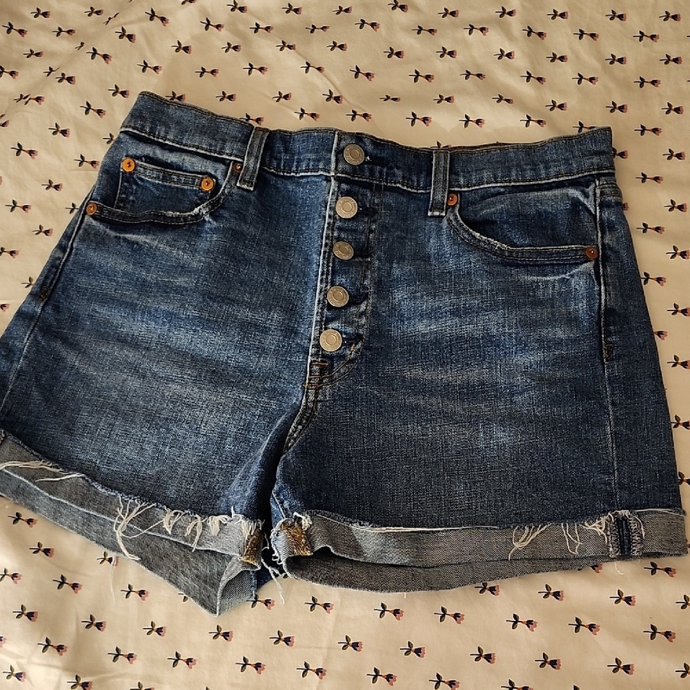GAP Blue Denim Button-Fly Jean Shorts